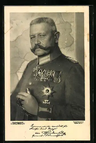 AK Paul von Hindenburg in Uniform mit Abzeichen