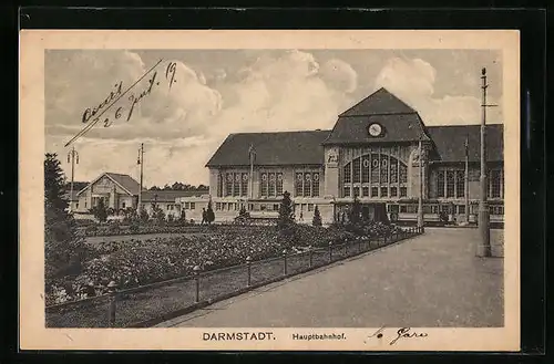 AK Darmstadt, Blick auf den Hauptbahnhof
