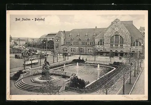 AK Bad Aachen, Bahnhof aus der Vogelschau