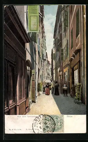 AK Nice, Rue dans l`ancienne Ville