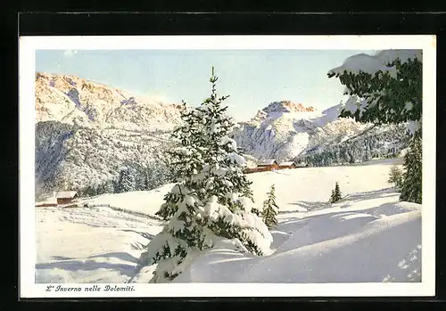 AK Monte Pana, Ortspartie im Schnee