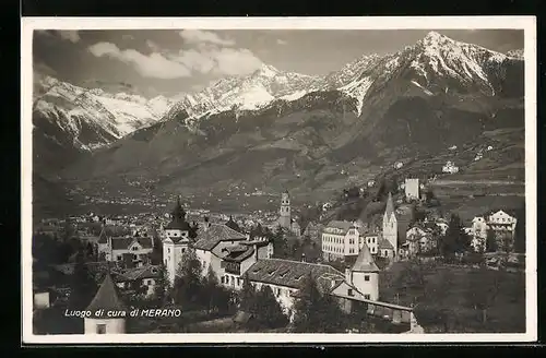 AK Meran, Ortsansicht gegen Alpen