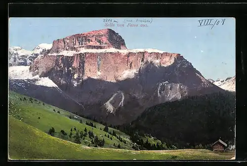 AK Sella, Gebirgswand von Fassa aus