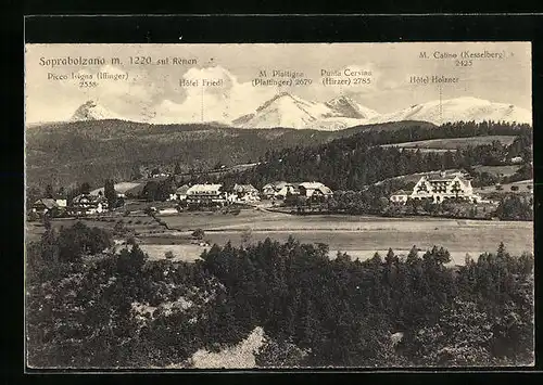 AK Soprabolzano, Ortsansicht mit umliegenden Bergen