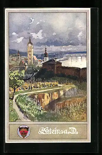 AK Deutscher Schulverein Nr.: 177, Stein a. Donau, Ortsansicht mit Fluss