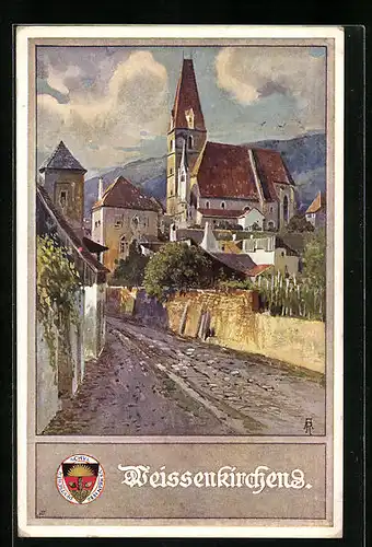 AK Deutscher Schulverein Nr.: 162, Strassenpartie mit Kirche