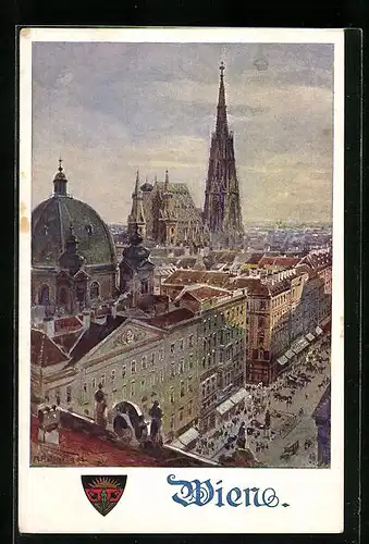 AK Deutscher Schulverein Nr.: 562, Wien, Stadtansicht aus der Vogelschau