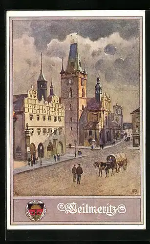 AK Deutscher Schulverein Nr.: 221, Ortspartie mit Kirchturm