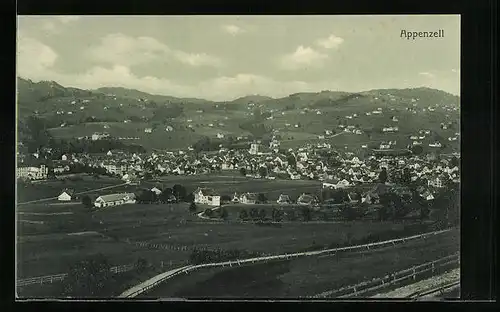 AK Appenzell, Ortsansicht aus der Vogelschau