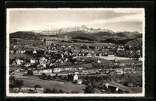 AK Herisau, Ortsansicht mit Säntis