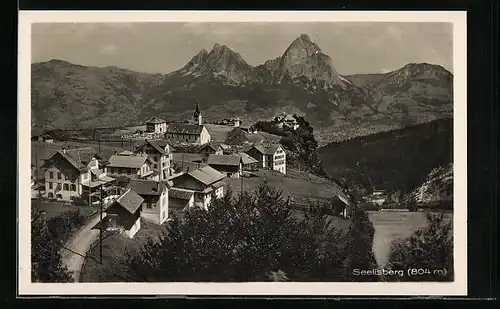 AK Seelisberg, Ortspartie gegen Alpen