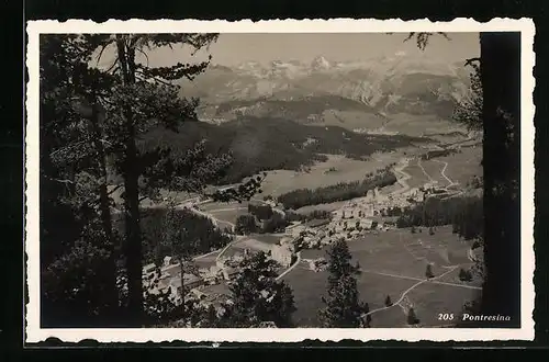 AK Pontresina, Totalansicht mit Alpen