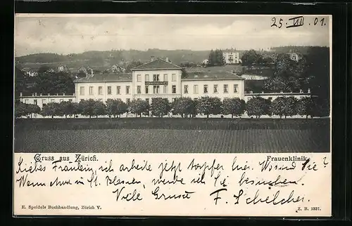 AK Zürich, Blick auf die Frauenklinik