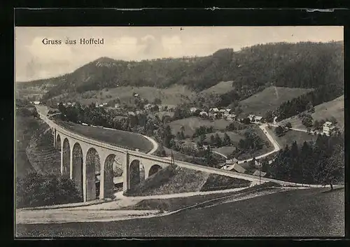 AK Hoffeld, Ortsansicht mit Brücke