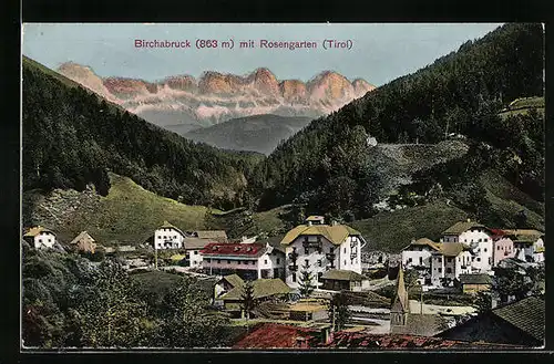 AK Birchabruck, Ortsansicht mit Rosengarten
