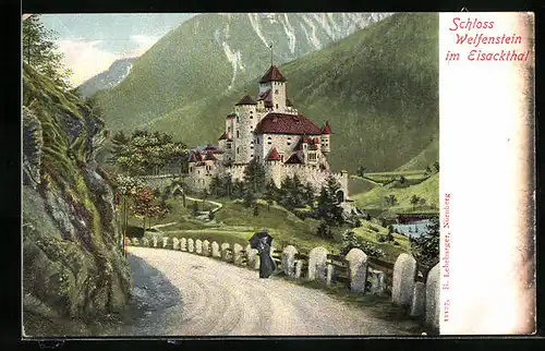 Künstler-AK Welfenstein /Eisacktal, Schlossansicht aus der Ferne
