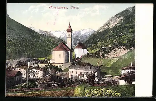 AK Gossensass, Teilansicht mit der Gemeindekirche