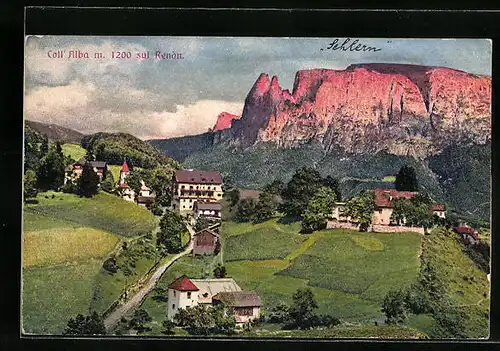 AK Coll` Alba sul Renòn, Ortsansicht mit Rosengarten