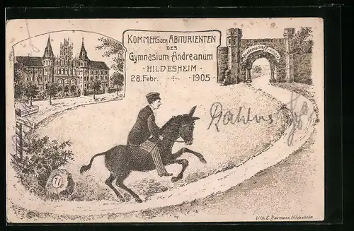 Künstler-AK Hildesheim, Kommers der Abiturienten des Gymnasium Andreanum 1905