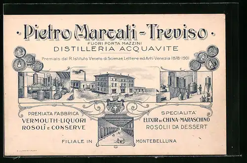 Künstler-AK Montebelluna, Pietro Marcati-Treviso Distilleriea Acquavite