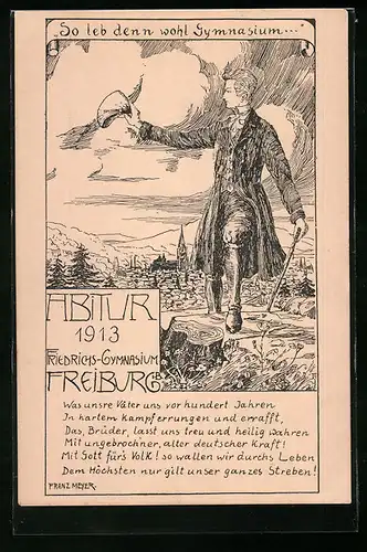 AK Freiburg i. B., Absolvia Abitur Friedrichsgymnasium 1913, Abschied eines Absolventen