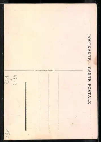 Künstler-AK Freiburg, Matura des Kollegiums St. Michael, 1932, Damoklesschwert oder unsere fröhliche Jugend!
