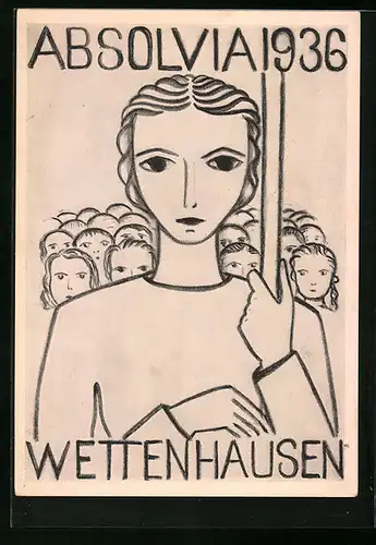Künstler-AK Wettenhausen, Absolvia der studentischen Szene, 1936