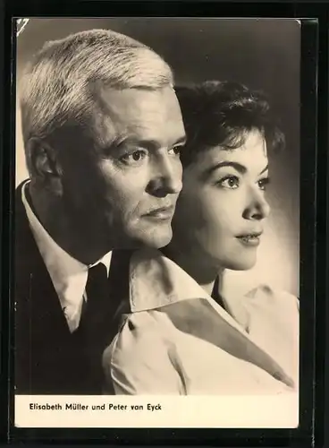 AK Schauspieler Elisabeth Müller und Peter van Eyck in dem Film Dr. Crippen lebt