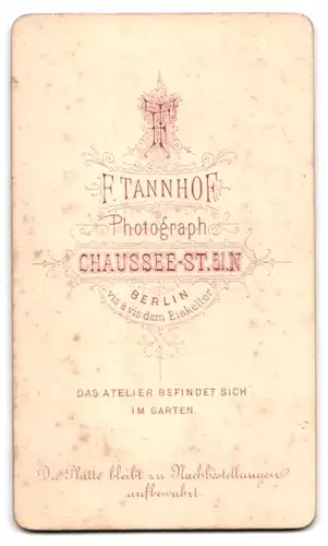 Fotografie F. Tannhof, Berlin, Chauseestr. 52, Korpulente Dame im hochverschlossenen Rüschenkleid