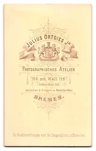 Fotografie Julius Ortgies Jr., Bremen, Am Wall 116, Zierliche Dame mit Hochsteckfrisur mit Medaillonhalskette