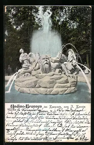 AK Baden, Undine-Brunnen im Kurpark