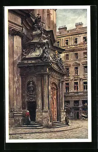 Künstler-AK Ernst Graner: Wien, Portal der Peterskirche