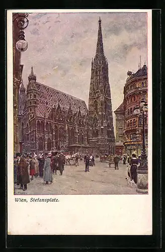 Künstler-AK Ernst Graner: Wien, Stefansplatz und Stefansdom