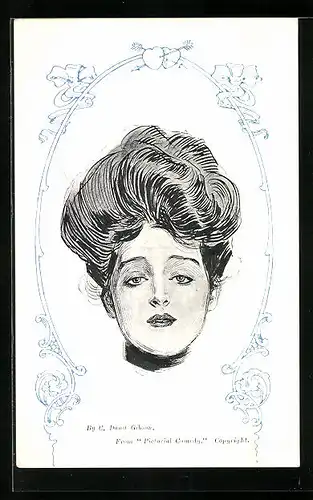 Künstler-AK Charles Dana Gibson: Hübsche Dame mit hochgesteckten Haaren