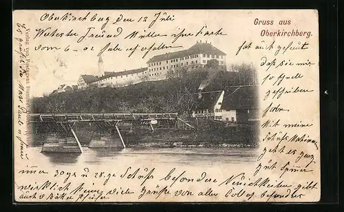 AK Oberkirchberg, Brücke und Blick auf Häuser