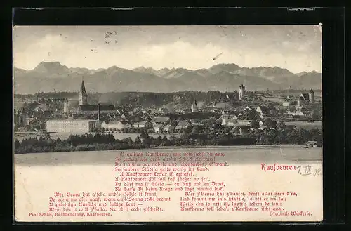 AK Kaufbeuren, Ortsansicht vor den Bergen