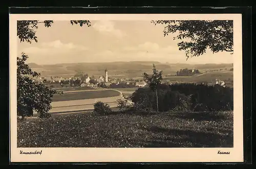 AK Ummendorf, Blick auf den Ort und den Kirchturm