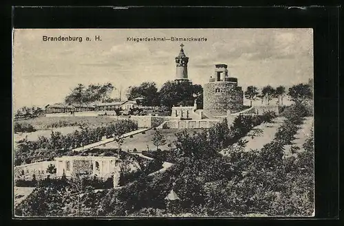 AK Brandenburg /Havel, Kriegerdenkmal-Bismarckwarte