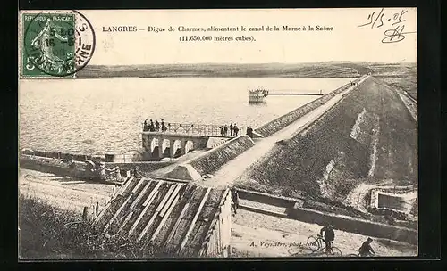 AK Langres, Digue de Charmes, alimentant le canal de la Marne à la Saône