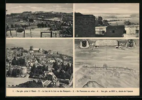 AK Langres, Le Lac de la Liez vu des Remparts, Panorama