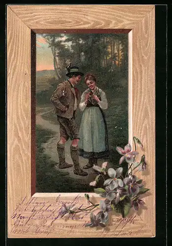 Künstler-AK E. Döcker: Zweisamkeit im Walde