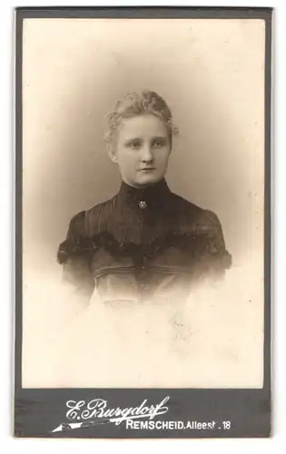 Fotografie E. Burgdorf, Remscheid, Alleestrasse 18, Junge Dame im hübschen Kleid