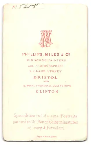 Fotografie Phillips Miles & Co., Clifton, 15, Royal Promenade, Queen`s Road, Eleganter Herr mit Backenbart