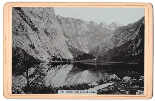 Fotografie Stengel & Co., Dresden, Ansicht Obersee, Alpenpanorama mit See und Teufelshörnern