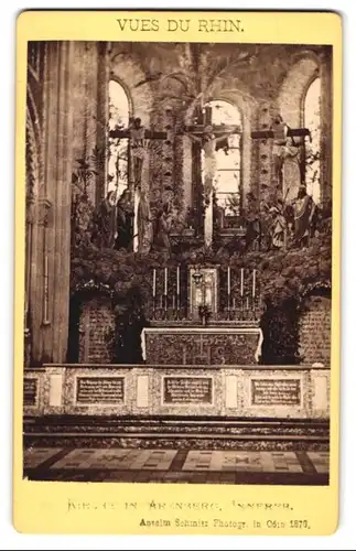 Fotografie Anselm Schmitz, Cöln, Ansicht Arenberg, Inneres der Kirche, Altar, 1876