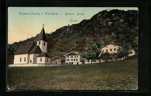 AK Glaning b. Bozen, Gleichnamiges Gasthaus aus der Ferne