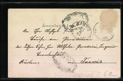 Lithographie Sterzing, Strassenpartie mit verzierten Erkern