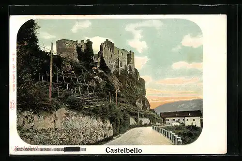 AK Castelbello, Ortsansicht mit Ruine