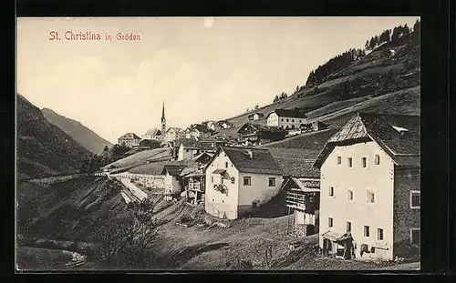AK St. Christina i. Gröden, Ortsansicht mit Kirche