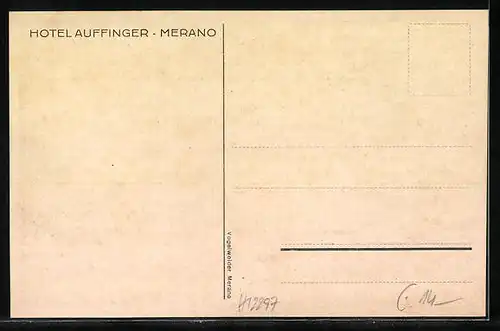 Künstler-AK Merano, Hotel Auffinger